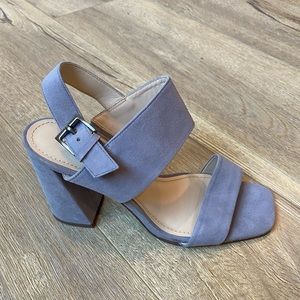 Lavender Suede Block Heels